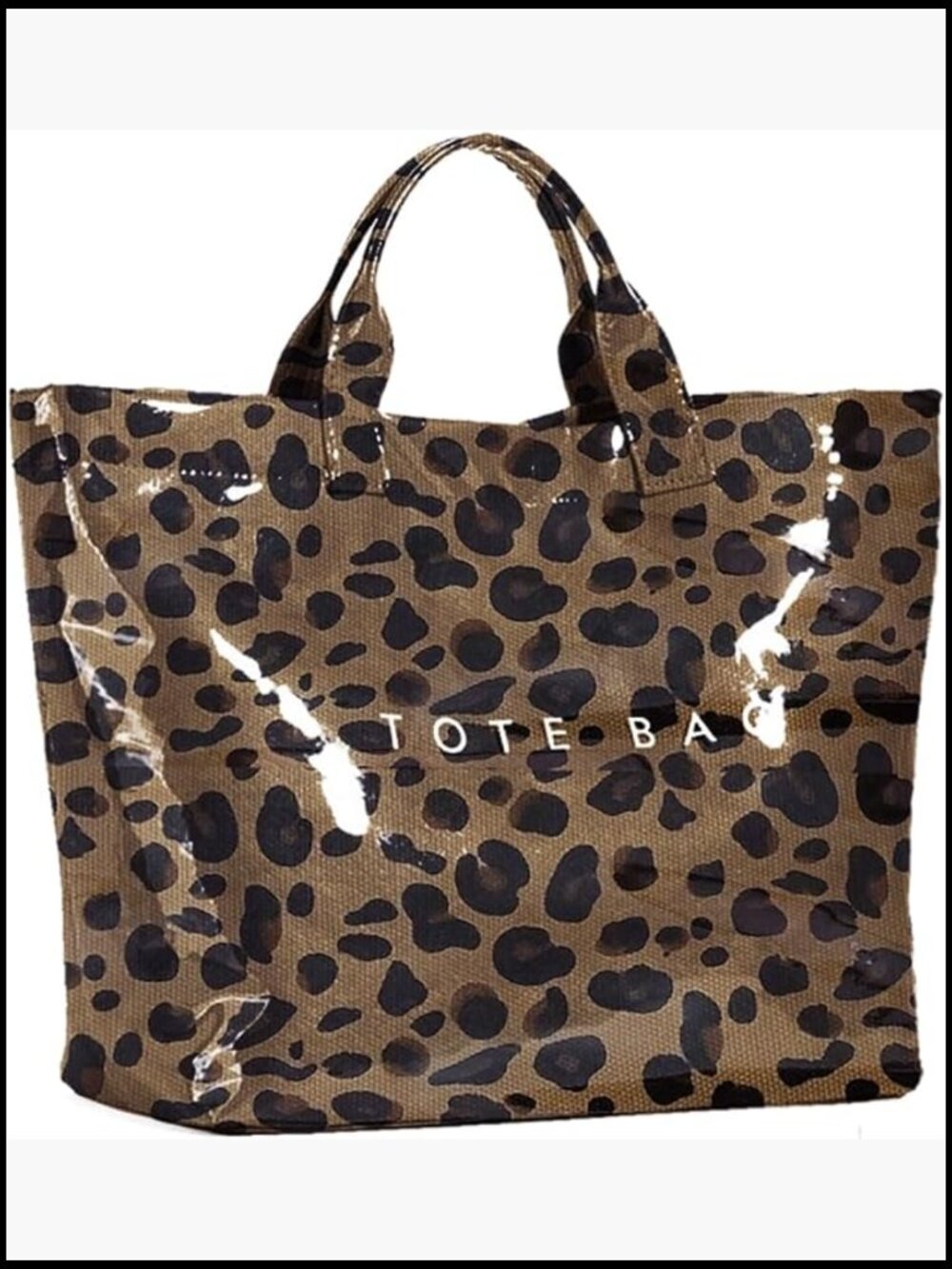 Vintage Inspired Large Tote Bag Craft Paper Shopping Hobo Leopard Print
